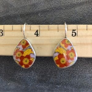 jl925 jessica lee vintage porcelain and sterling silver earrings